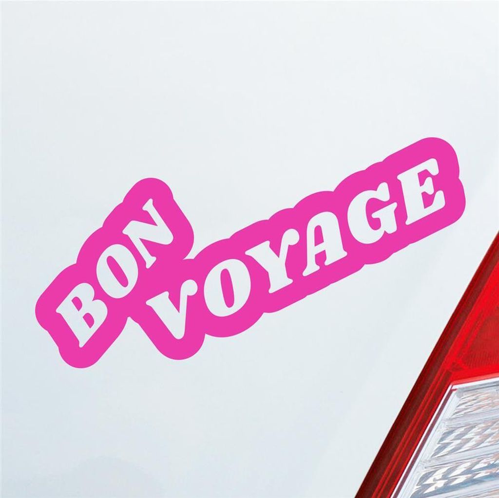 Auto Aufkleber Bon Voyage Gute Reise Urlaub Travel Holiday Car 19x8 cm Pink Sticker Heckscheibenaufkleber