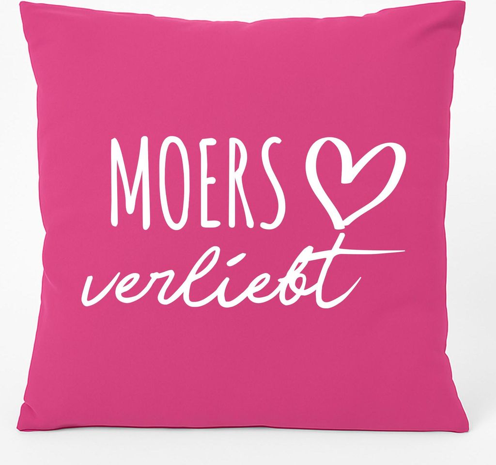 Huuraa Kissen Moers verliebt 40x40cm mit Füllung Fuchsia Baumwolle Dekokissen Geschenkidee