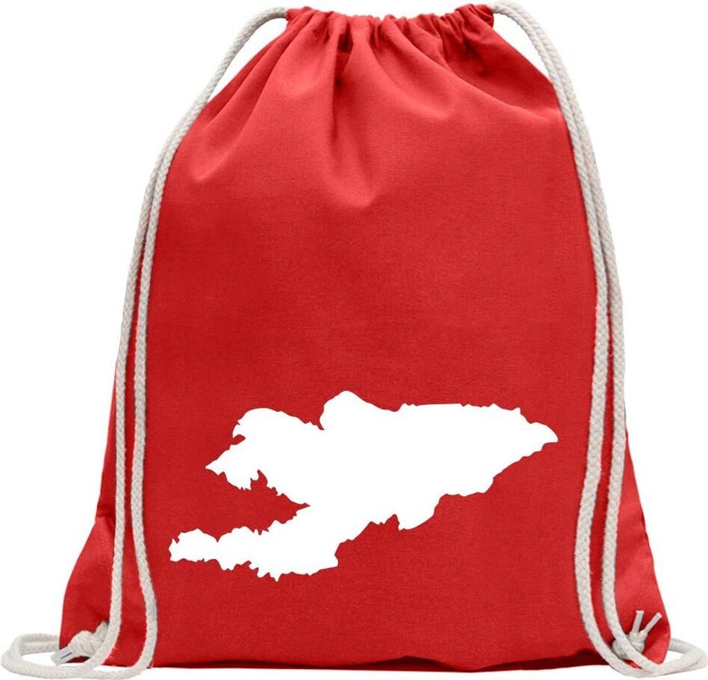 Kiwistar - Turnbeutel - rot - Kirgisistan Umriss Kontur - Fun Rucksack Sport Beutel Gymsack Baumwolle mit Ziehgurt
