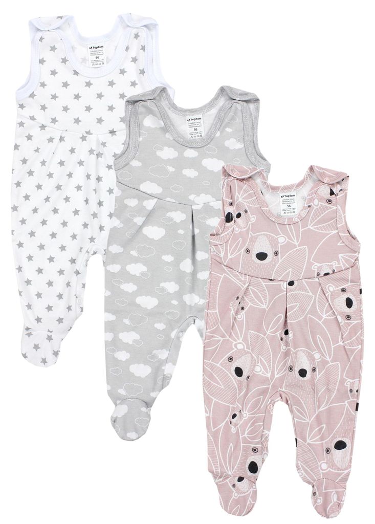 TupTam Baby Mädchen Strampler mit Fuß 3er Pack, Farbe: Farbenmix 1, Größe: 50