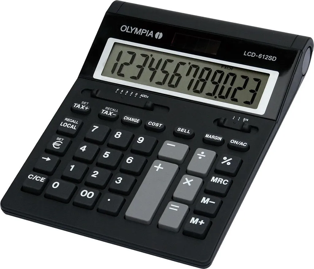 Calculatrice de bureau Olympia LCD 612SD avec alimentation solaire