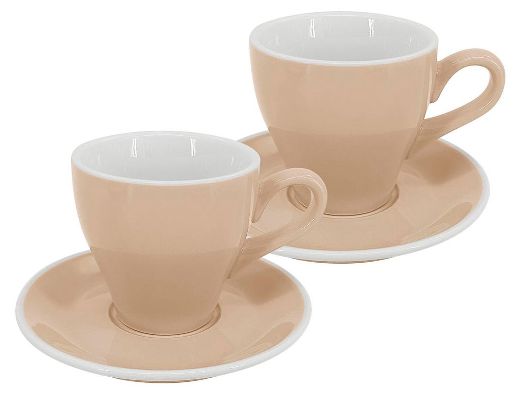 2er Set - Latte Tasse und Untertasse Milano, 220 ml, elfenbein