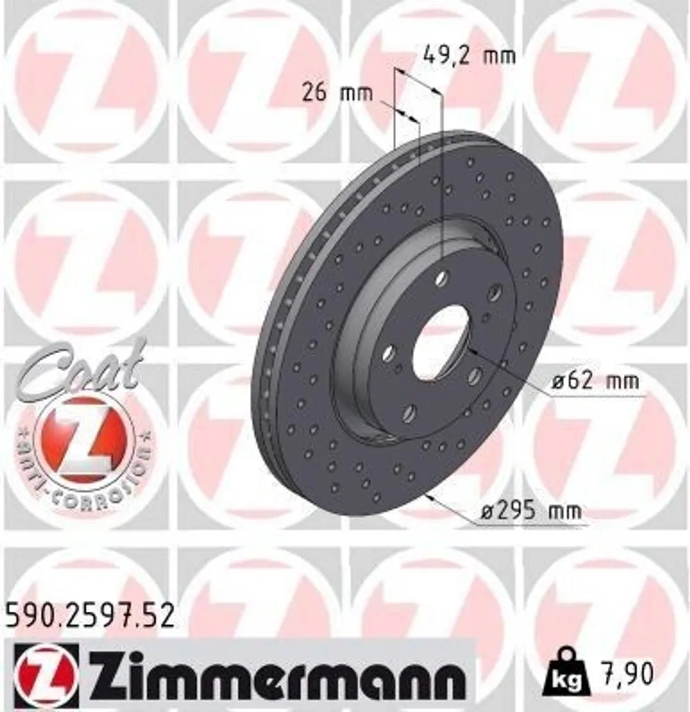 Disque de frein ventilé Zimmermann Coat Z pour Toyota Verso et T27