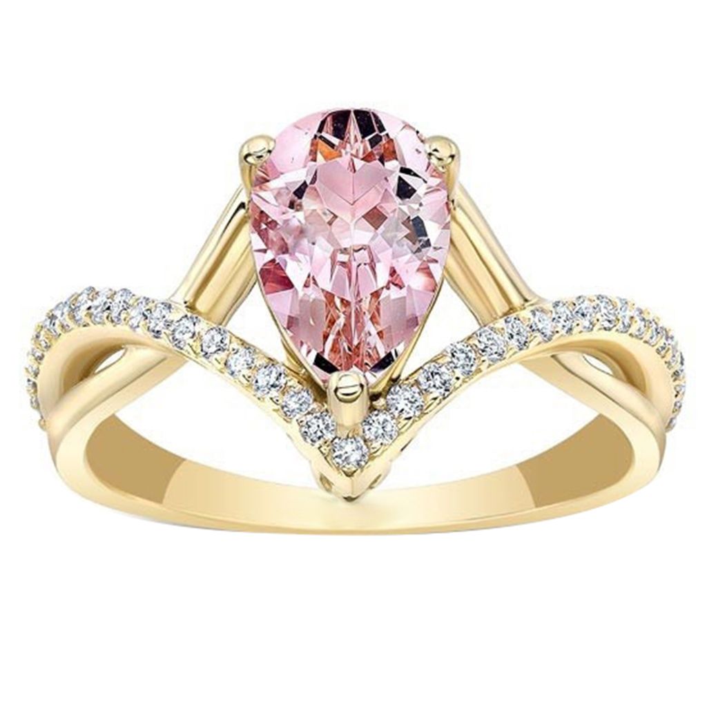 Frauen Wasser Tropfen Zirkonia Intarsien Twisted Finger Ring Hochzeit Party Schmuck-Gold + Rosa,US 8