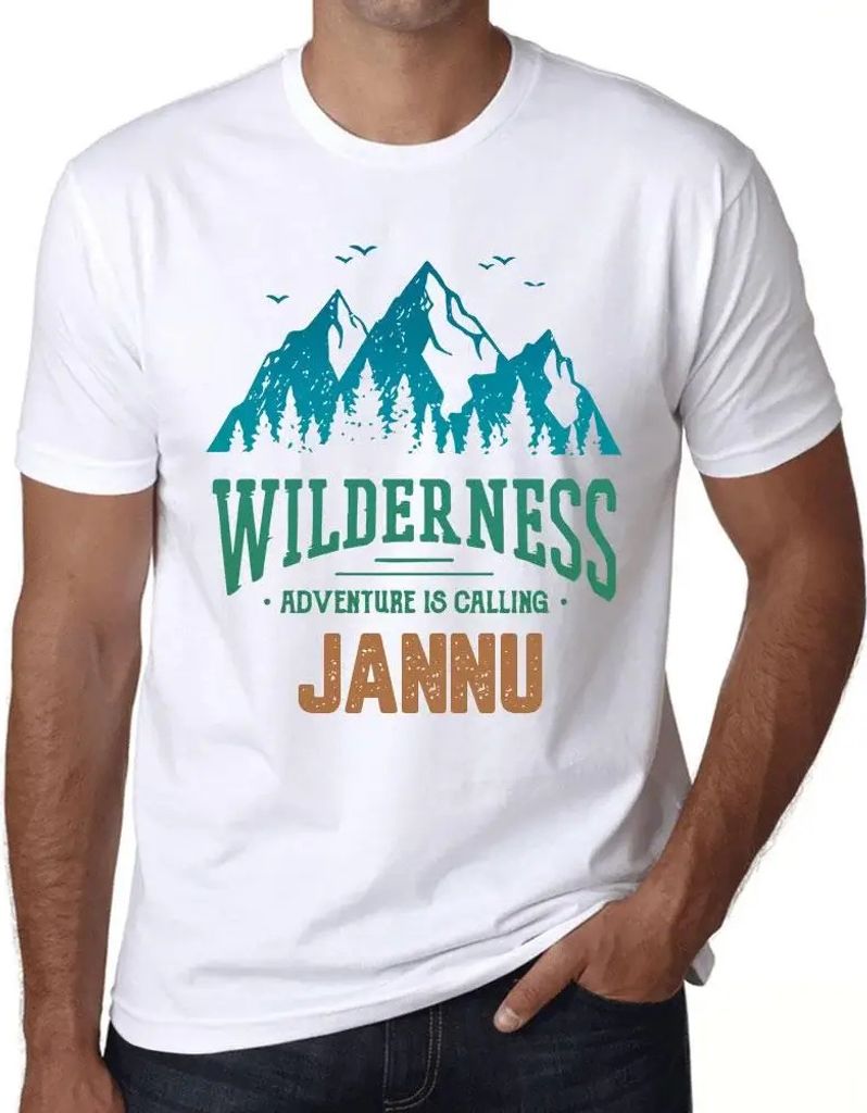 Herren Grafik T-Shirt Wildnis Abenteuer ruft Jannu – Wilderness, Adventure Is Calling Jannu – Öko-Verantwortlich Vintage Jahrgang Kurzarm Lustige