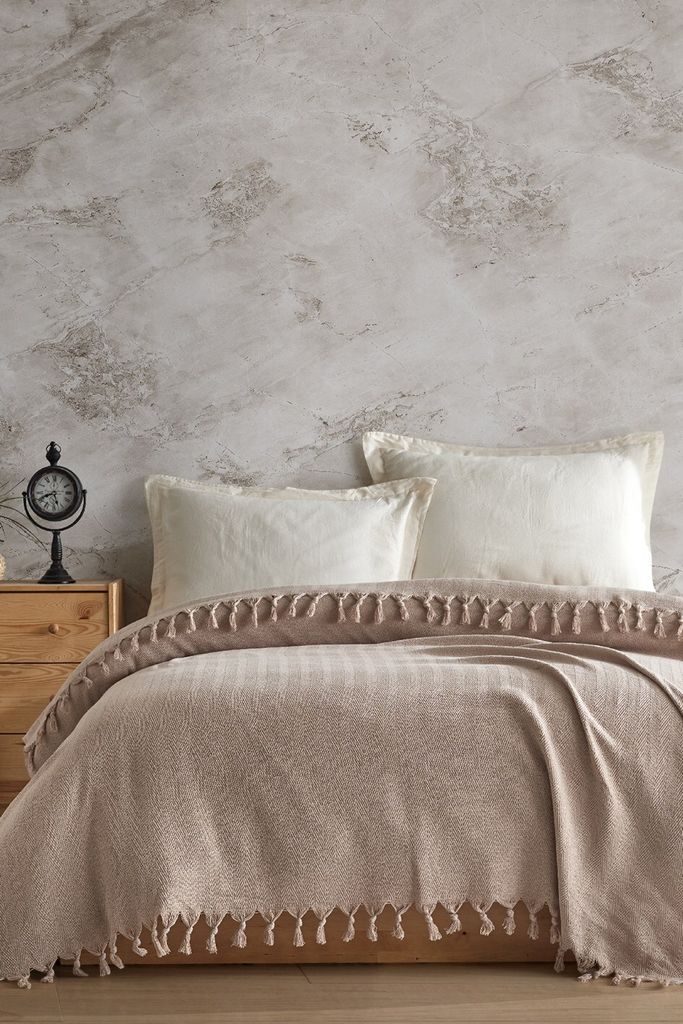 L'Essentiel Linge de Maison, Berlino - Beige, Doppeltes Piqué, Beige, 100 % RECYCELTE BAUMWOLLE, 200 x 220 cm