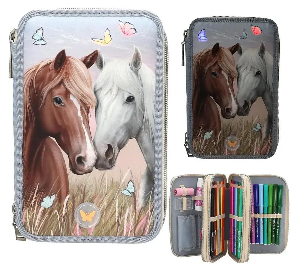 Trousse à Crayons LED Miss Melody 3 Compartiments Lumineuse et Spacieuse