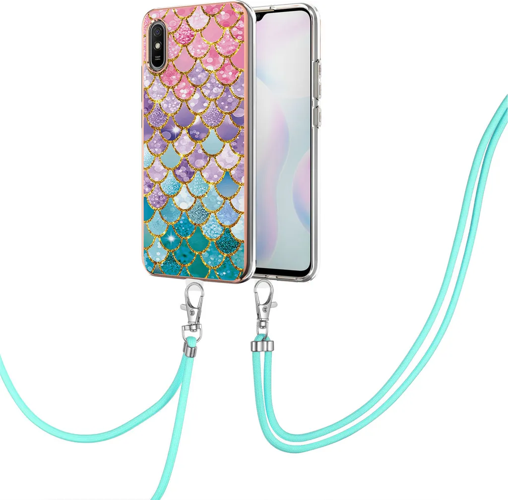 Custodia Protettiva Xiaomi Redmi 9A con Cordino e Pattern TPU