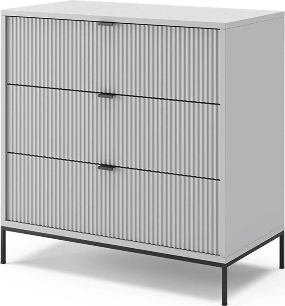 Kommode Vicco Eliza Grau 42 x 81.2 cm mit 3 Schubladen, Model 40428
