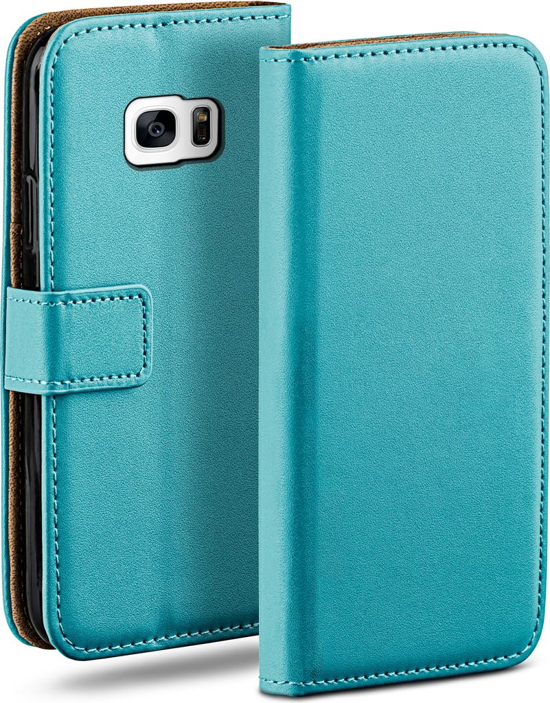 moex Book Case kompatibel mit Samsung Galaxy S7 Edge - Hülle 360 Grad klappbar, Türkis