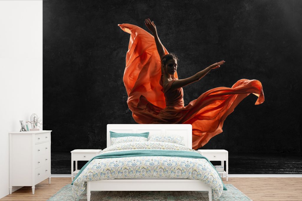 MuchoWow Fototapete für Wohnzimmer oder Schlafzimmer Wandtapete Vinyl Motivtapete Mädchen in langem Kleid - 390x260 cm - Papiertapete