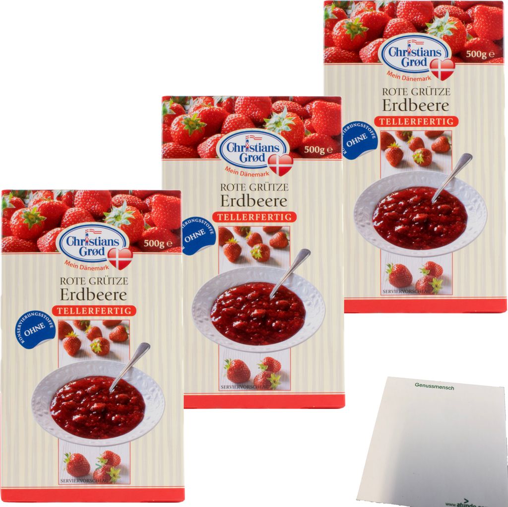 Chr.Grod Grütze Erdbeer Erdbeergrütze 3er Pack (3x500g Produktbild 