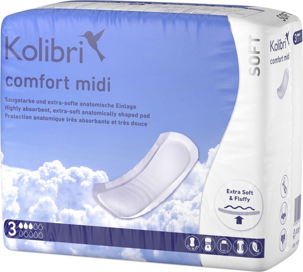 Kolibri comfort Einlagen anatomisch midi 28 St Produktbild 