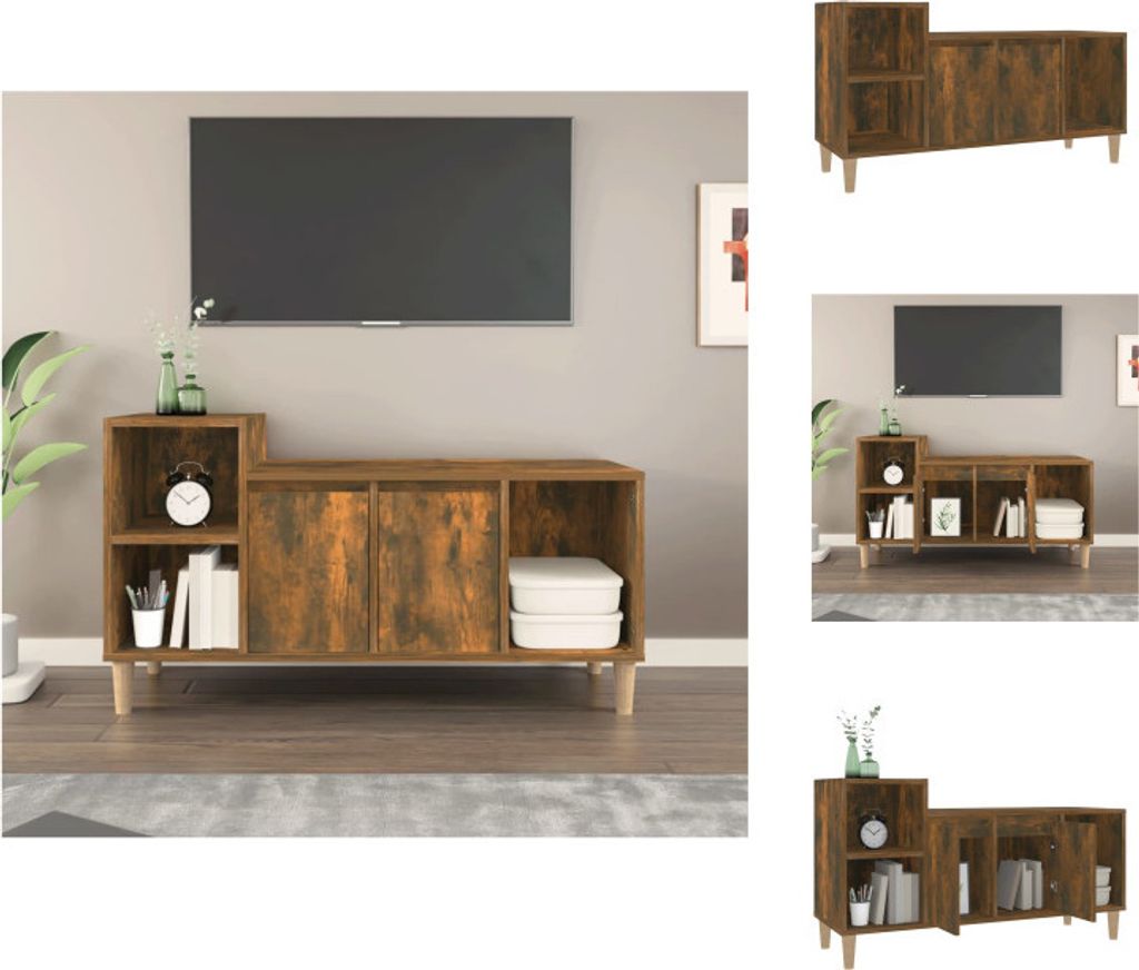 vidaXL TV-Schrank Räuchereiche 100x35x55 cm Holzwerkstoff - TV-Möbel