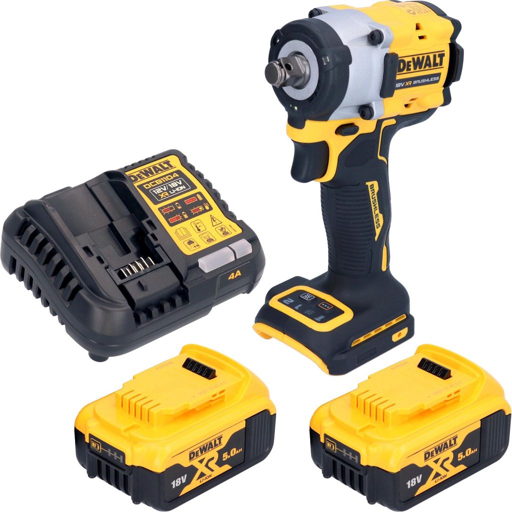 DeWalt DCF 921 P2 Akku Schlagschrauber 18 V 400 Nm 1/2" Brushless + 2x Akku 5,0 Ah + Ladegerät