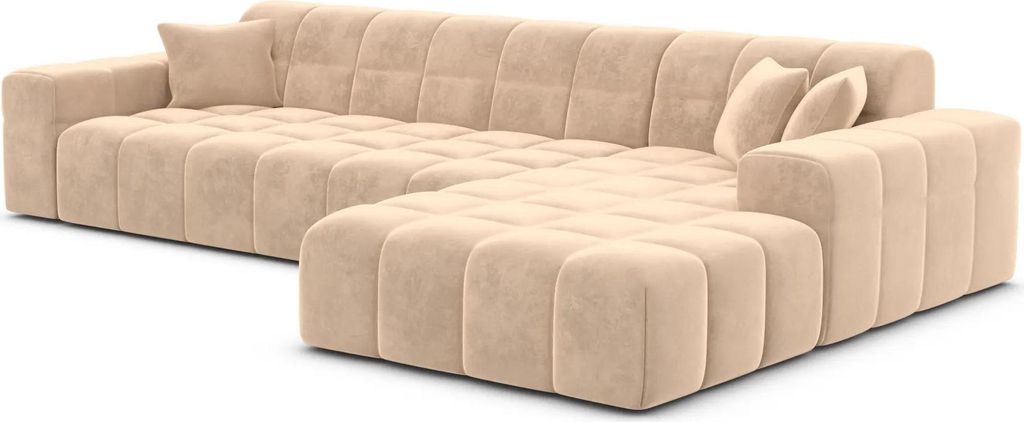 Samtstoff L-Form Sofa Nivara Beige Rechts