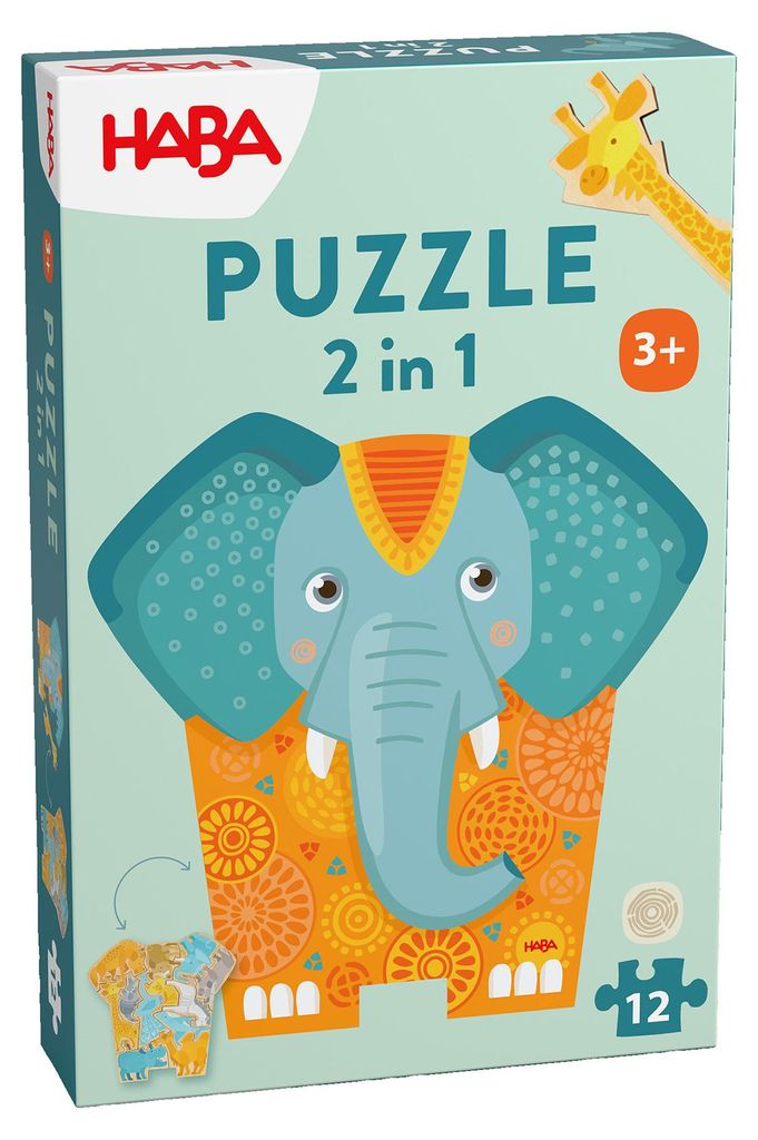 HABA Puzzle 2-in-1 – Elephant, 12 kusov, Zvieratá, 3 rok / Obrázok produktu 