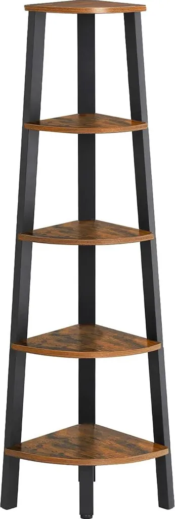 Étagère Échelle d'Angle avec Cadre Métallique Style Industriel Rétro