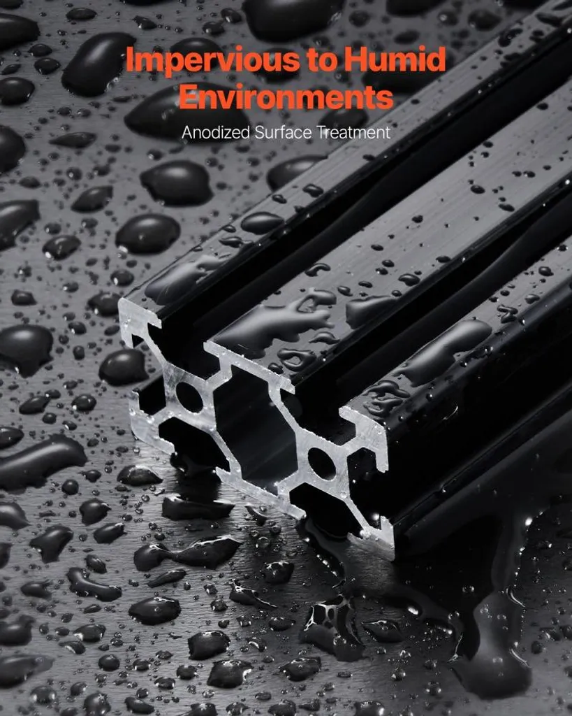 set di 5 profili in alluminio 1200 mm scanalatura a T 2040 - profilo in alluminio estruso, guida lineare anodizzata, profilo a scanalatura standard - per stampanti 3D, macchine CNC e incisioni laser fai da te, nero - 4