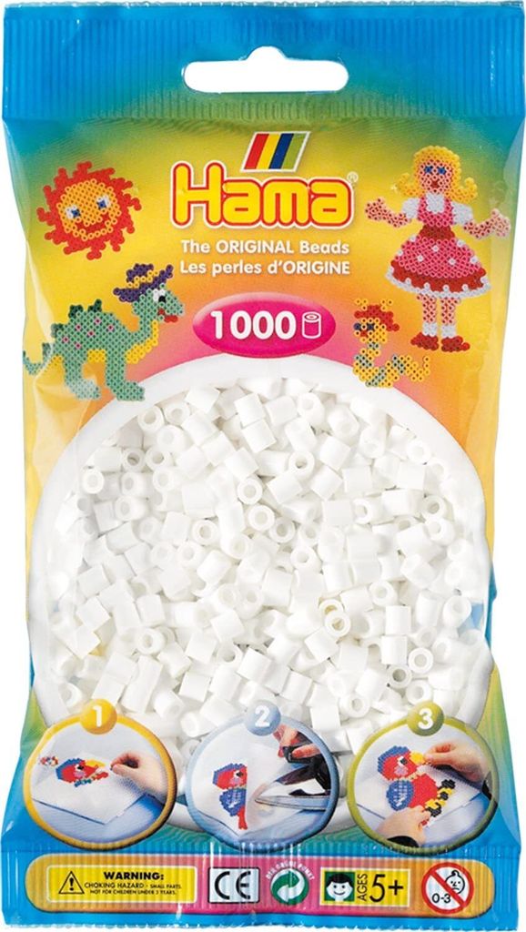 Koraliki Hama białe 1000 sztuk, 1 torebka Zdjęcie produktu 
