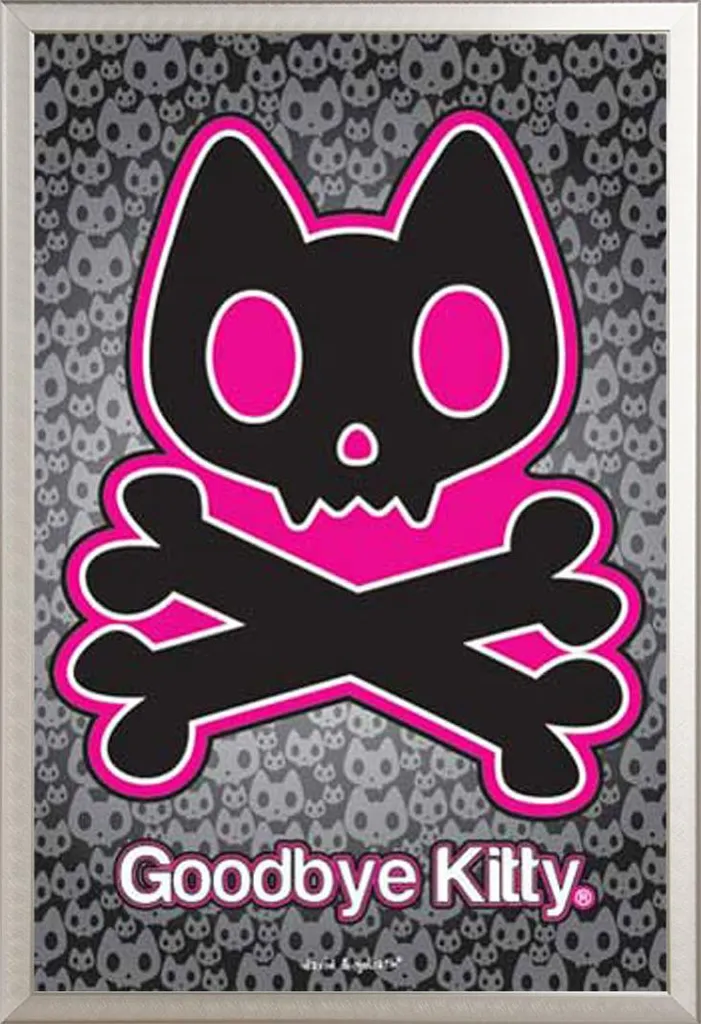 Poster avec Cadre Aluminium pour Bureau ou Salon Design Goodbye Kitty D&G