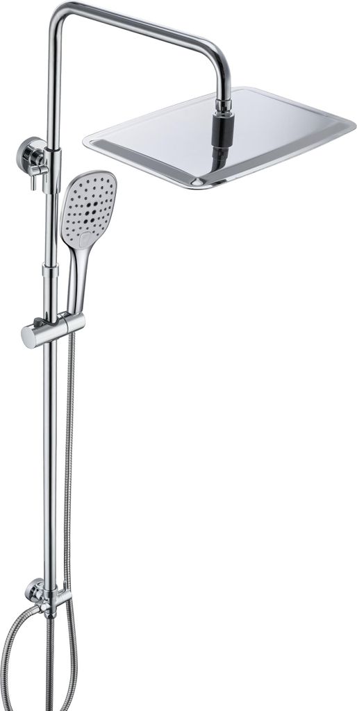 JOHO 304 Edelstahl Duschset ohne Armatur, Regendusche Duschsystem Duschgarniturset mit Duschstange und XXL Kopfbrause 35x25cm Chrom