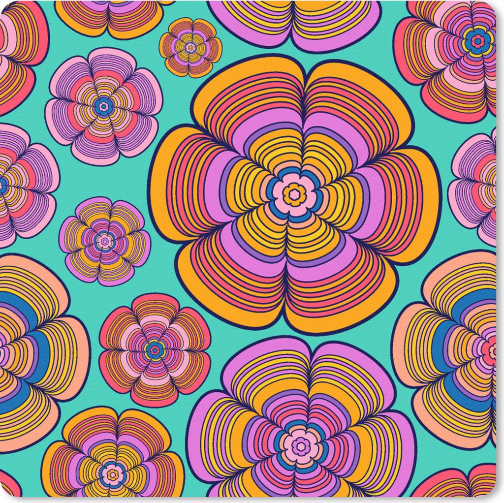 MuchoWow Mauspad Mousepad Design - Flower Power - Farben 30x30 cm - Mousepads - Maus Mat - Pad - Mausunterlage - Gaming