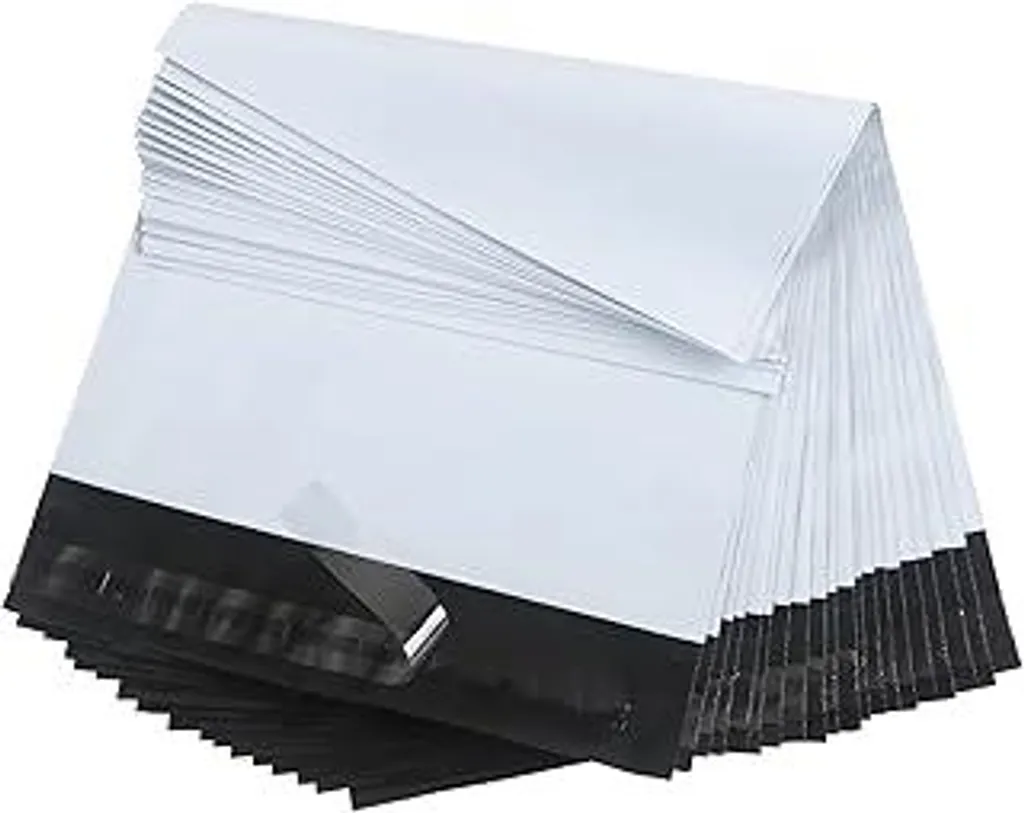 Rshuhx Grandi buste per spedizione di abiti Busta per spedizione in plastica 40 cm*60 cm Buste per spedizione per scatole di scarpe Abiti Tessili Piccole coperte Telo da bagno Autoadesive e opache (10 pezzi bianchi) - 1