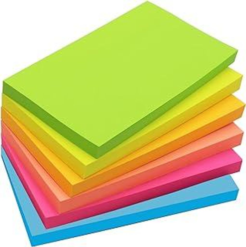 480 Sheets - 7,6 x 12,7 cm Große Haftnotizen, 76 x 127 mm, 6 Brillante Farben, Sortiert, Selbstklebende blöcke, 80 Blatt pro Block für Erinnerun...