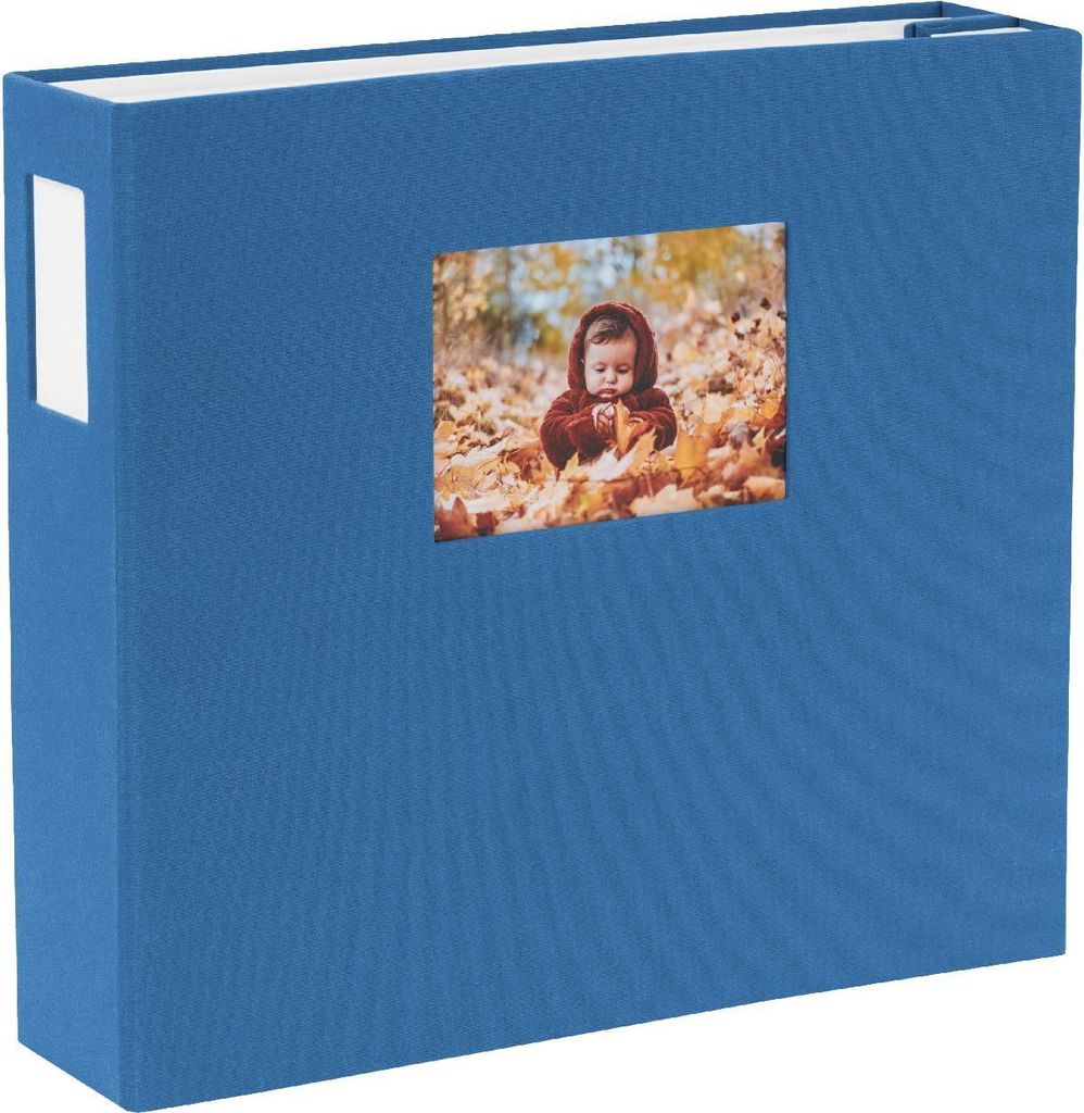 HNFD Fotoalbum Lona Blau Leinen 1000 Bilder 34.5x33cm 168 weiße Seiten