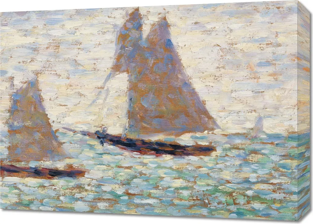 Affiche d'Art Seurat Deux Voiliers - Décoration Murale Vintage 70x50 cm