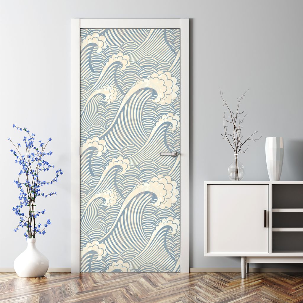 Dekorative Türaufkleber selbstklebend Klebefolie Aufkleber Meereswellen 77 x 200 cm