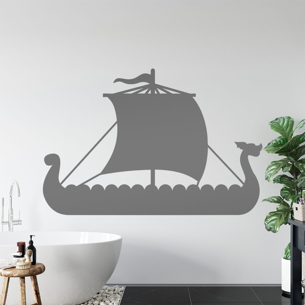 Wikinger Schiff Drachenboot Wandtattoo Wandaufkleber Wall Sticker - Dekoration, Küche, Wohnzimmer, Schlafzimmer, Badezimmer