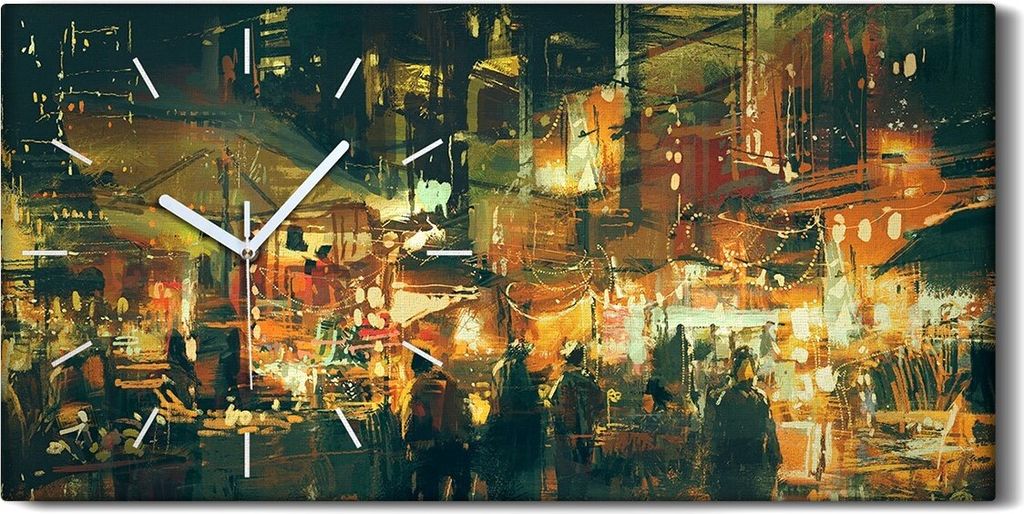 Dekor Leinwand Uhr Wandbilder 60x30 Malerei von Menschen auf dem Markt - weiße Hände