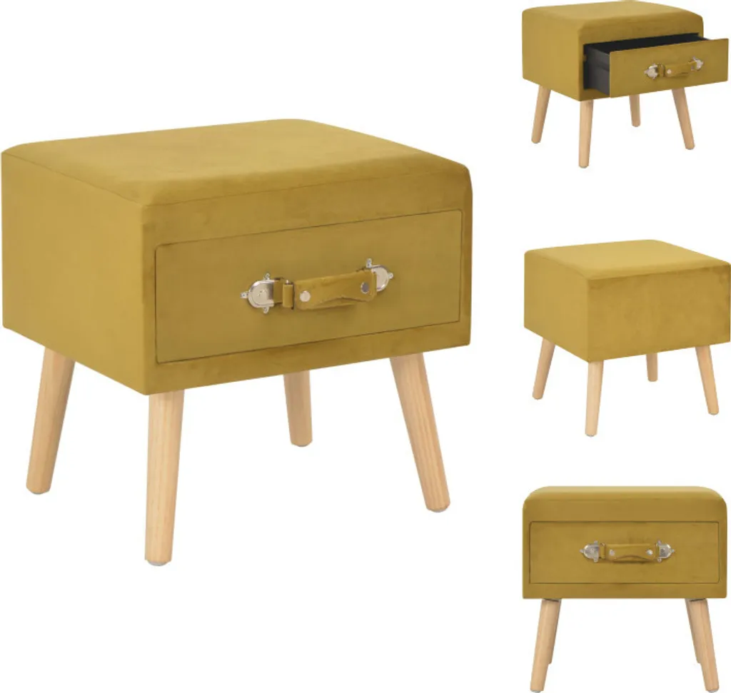 Petite table de nuit jaune en velours 40 cm pour petit espace duo
