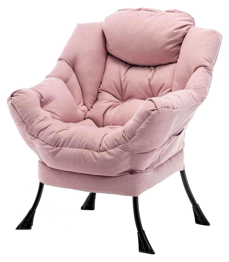 Loungesessel, 1-Sitzer Sofa, Einzelsofa mit Armlehnen, Lounge Sessel für Wohnzimmer/Schlafzimmer/Empfangsbereich, Rosa