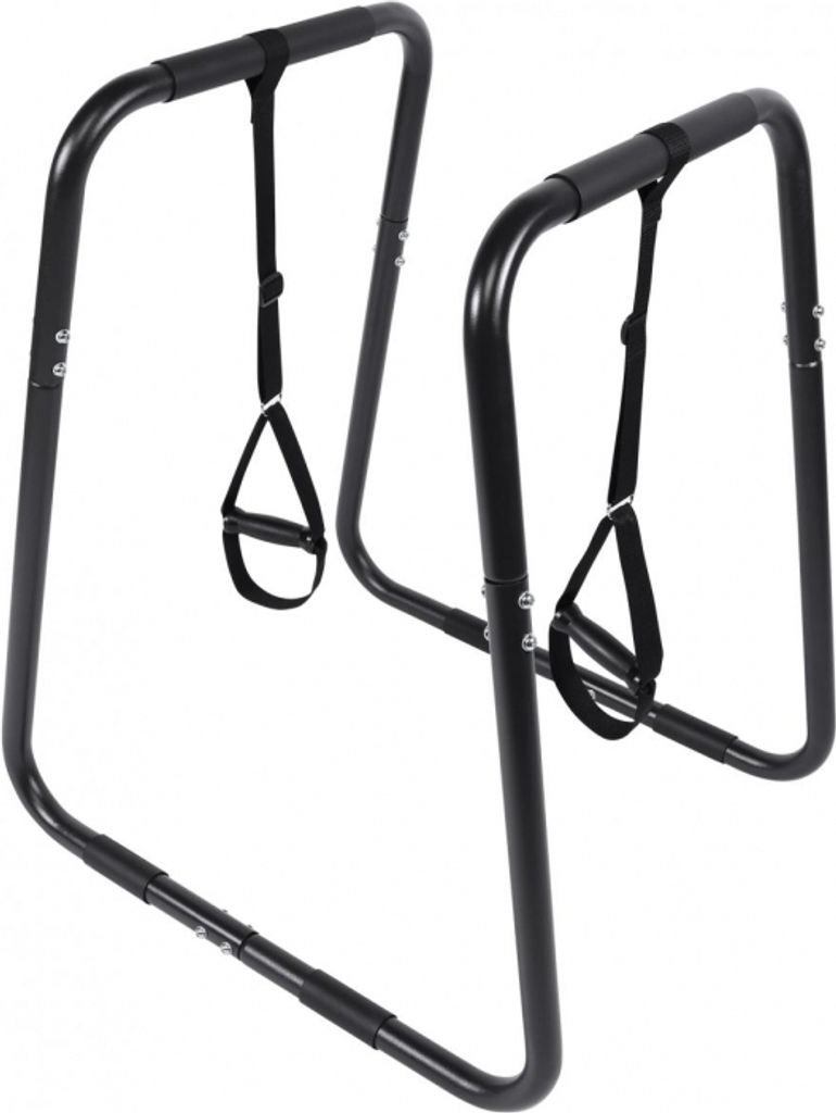 GORILLA SPORTS Dip Barren - mit Verstellbaren Griffen, Höhe 95 cm, bis 150 kg Belastbar, aus Stahl, Schwarz - Dip Station, Push-Up Stand, Parall...