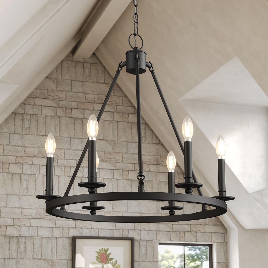 Lustre Tribesigns vintage noir, suspension à 6 ampoules Image du produit 