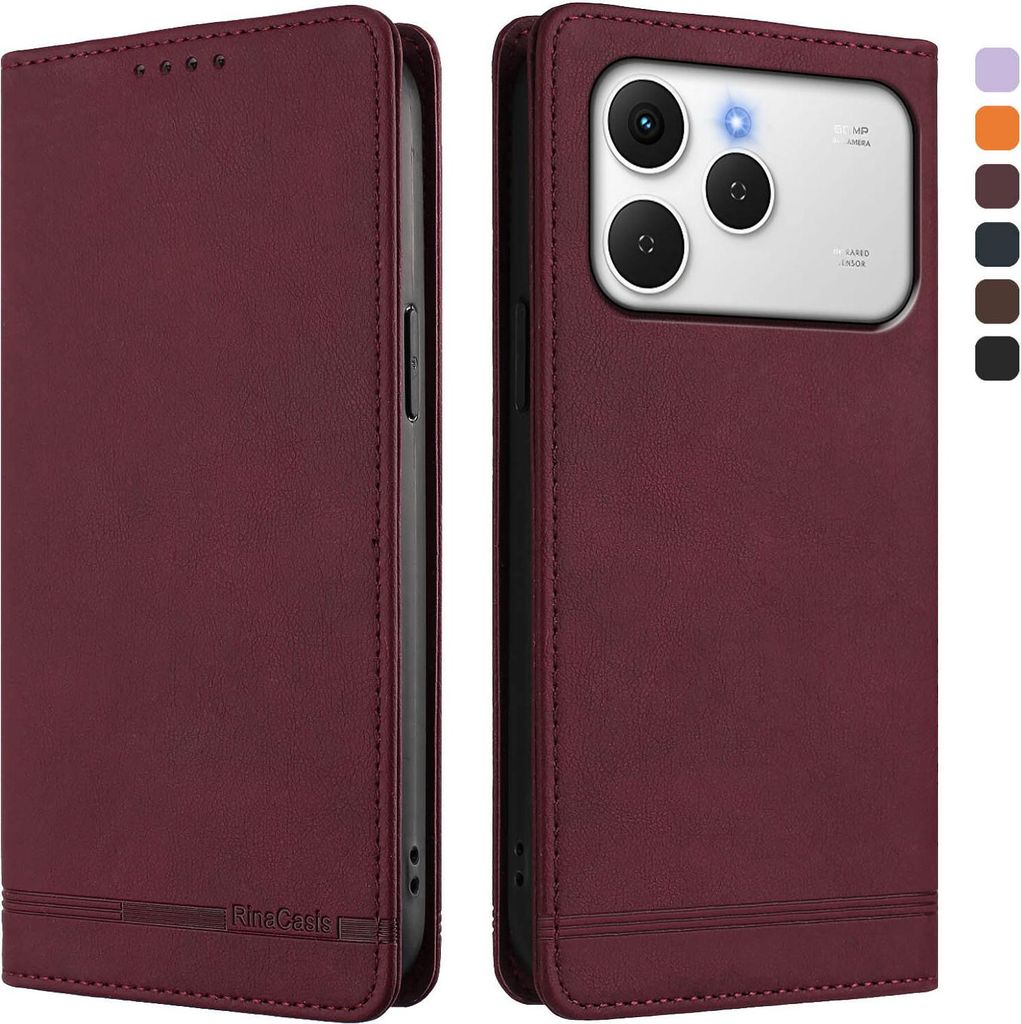 Hülle für Tecno Spark 40, Retro Kunstleder Ständer Klapphülle mit Kartenfächer und Magnetische Rot