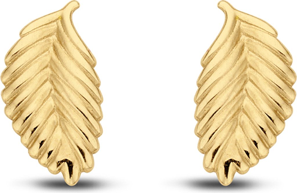 New Bling Goud 9NBG-0038 - Oorknop Veer - Bewerkt - 7mm - Goud