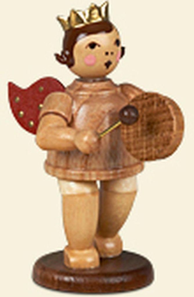 Holzfigur Musikengel mit Handtrommel ohne Krone Höhe 6,5cm NEU