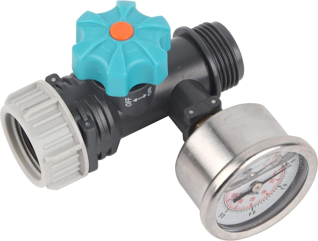 G3/4in Einstellbares Wasserdruckregelventil mit Manometer Gewächshausgartenbewässerungsregler, Wasserdruckregler Druckminderer Druckminderventil
