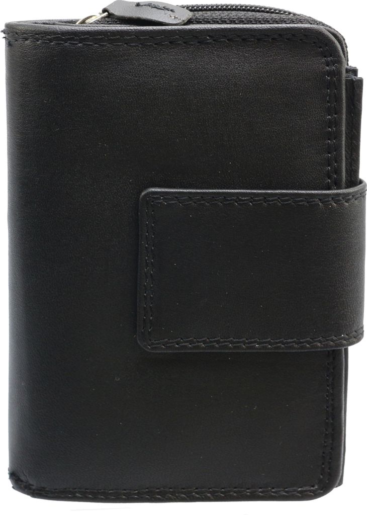 flevado Damen Leder Geldbörsen Damen Portemonnaie mit RFID Schutz in Choco-Black mit viel Stauraum und 28 Kartenfächern