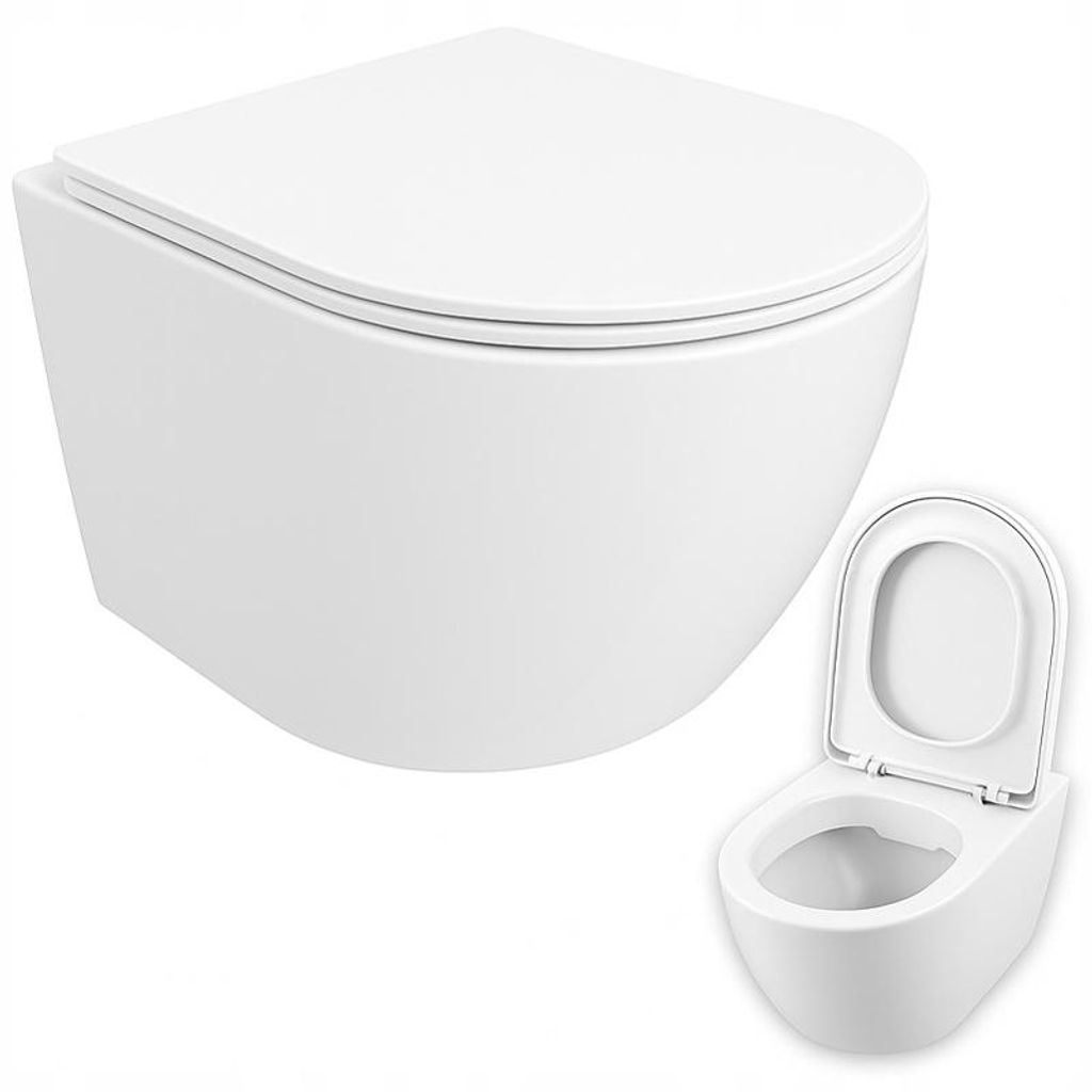 Vaso WC senza bordo, piastra a caduta rallentata, Immagine del prodotto 