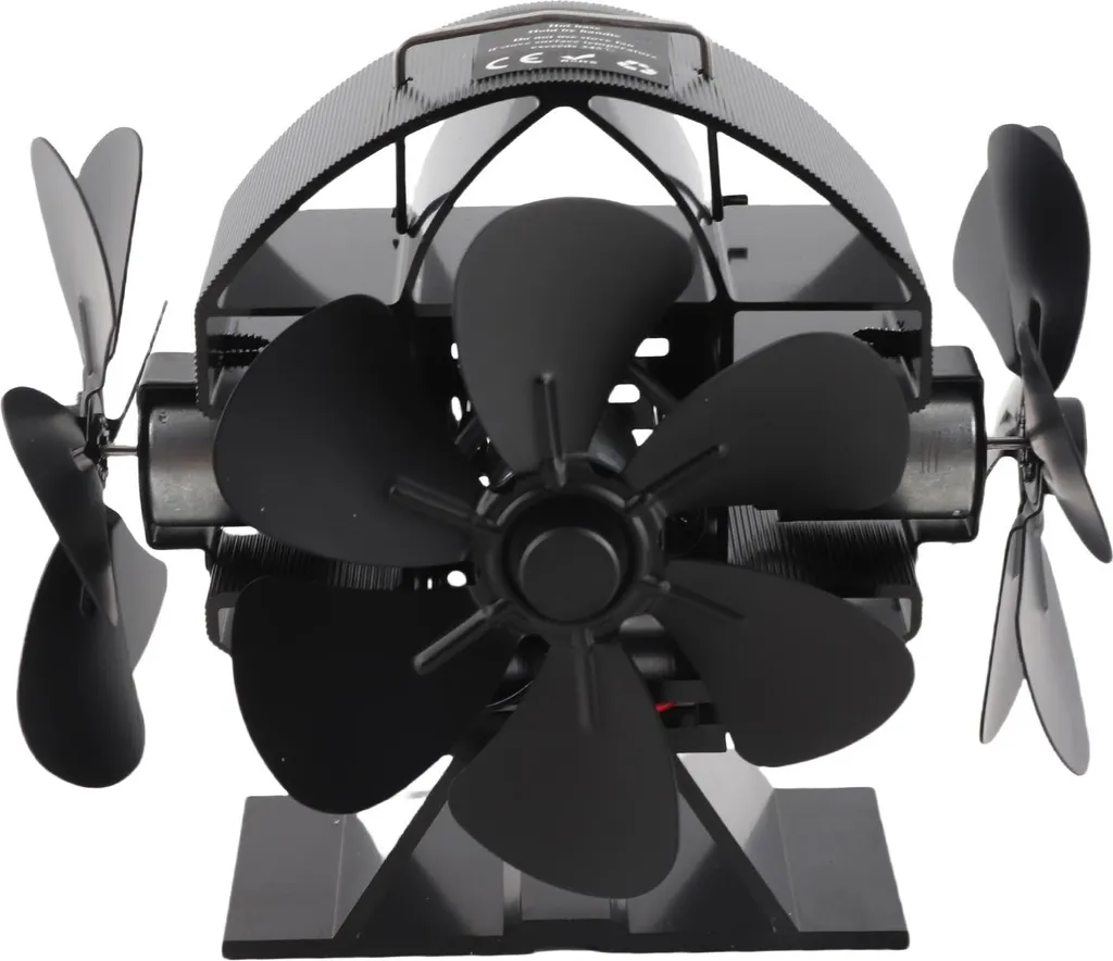 Ventilateur de poêle 3 têtes en aluminium avec protection de sécurité