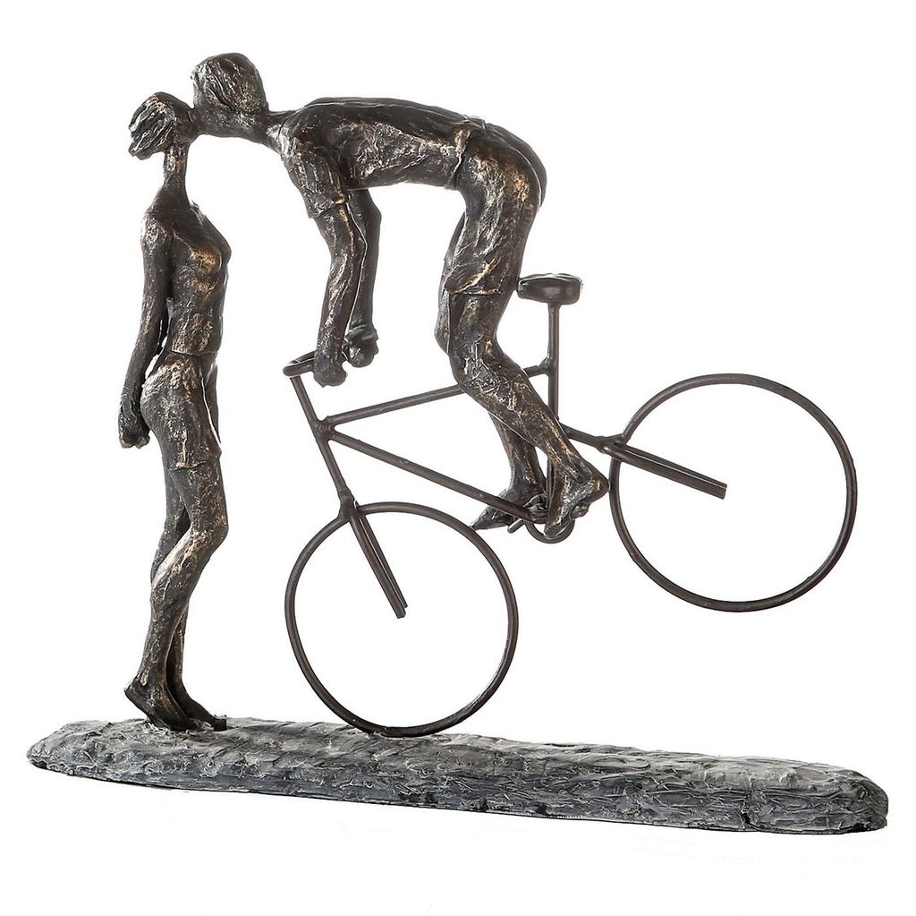 Gilde sculptuur, set van twee, "Kus me", met fietsmotief, Productafbeelding 