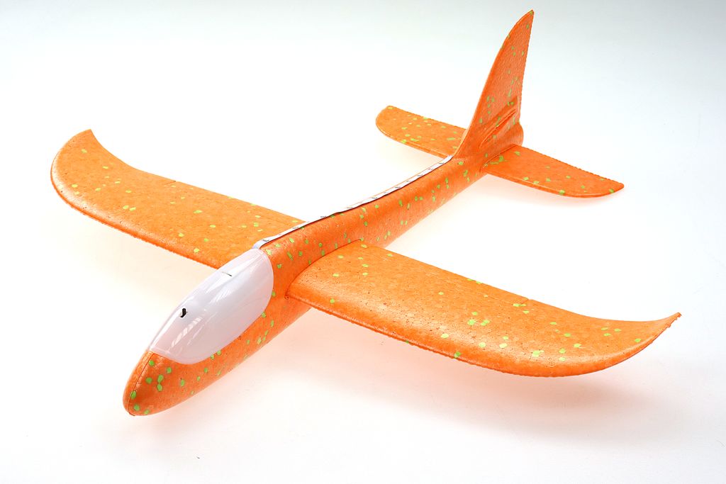 3x Wurfgleiter XXL Flugzeug Styropor Flieger LED Licht Kinder Spielzeug 48cm 