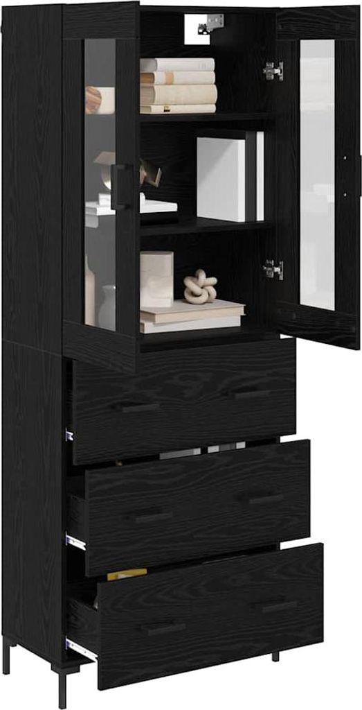 "Dezember-Aktion" Highboard - 2 pcs Schwarz Eichen-Optik 69,5 x 34 x 180 cm - - Kommoden LL2001