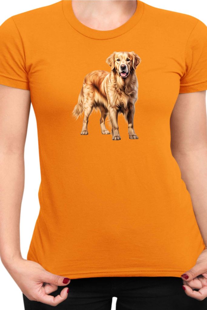 Damen T-Shirt Dogs Breeds Golden Retriever Dog Breed 007, Lady L / Orange