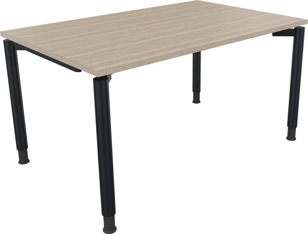 Schreibtisch Vierfuß Rundrohr B1400xT900xH680-820 an/Eiche Natur